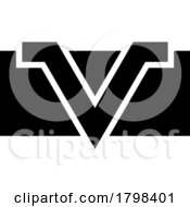 Black Rectangle Shaped Letter V Icon