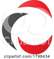 Black And Red Crescent Shaped Letter C Icon