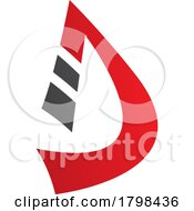 Poster, Art Print Of Black And Red Curved Strip Shaped Letter D Icon