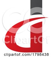 Poster, Art Print Of Black And Red Curvy Pointed Letter D Icon