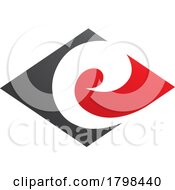Black And Red Horizontal Diamond Shaped Letter E Icon