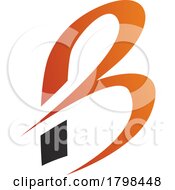 Poster, Art Print Of Black And Orange Slim Letter B Icon With Pointed Tips