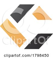 Poster, Art Print Of Black And Orange Square Letter C Icon Made Of Rectangles