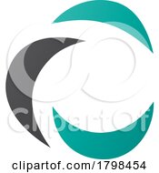 Poster, Art Print Of Black And Persian Green Crescent Shaped Letter C Icon