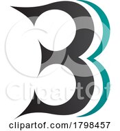 Poster, Art Print Of Black And Persian Green Curvy Letter B Icon Resembling Number 3