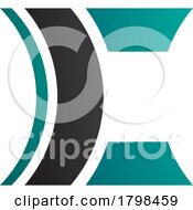 Black And Persian Green Lens Shaped Letter C Icon