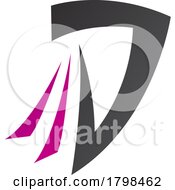 Poster, Art Print Of Black And Magenta Letter D Icon With Tails