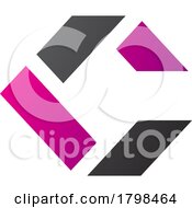 Poster, Art Print Of Black And Magenta Square Letter C Icon Made Of Rectangles