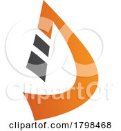 Black And Orange Curved Strip Shaped Letter D Icon