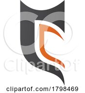 Poster, Art Print Of Black And Orange Half Shield Shaped Letter C Icon