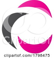 Poster, Art Print Of Black And Magenta Crescent Shaped Letter C Icon