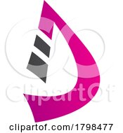 Poster, Art Print Of Black And Magenta Curved Strip Shaped Letter D Icon