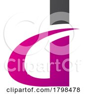 Poster, Art Print Of Black And Magenta Curvy Pointed Letter D Icon