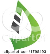 Black And Green Curved Strip Shaped Letter D Icon