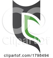 Black And Green Half Shield Shaped Letter C Icon