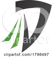 Black And Green Letter D Icon With Tails