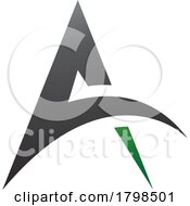 Black And Green Spiky Arch Shaped Letter A Icon
