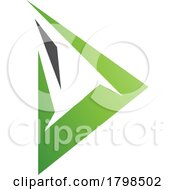 Black And Green Spiky Triangular Letter D Icon
