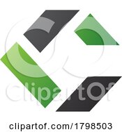 Black And Green Square Letter C Icon Made Of Rectangles