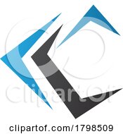 Poster, Art Print Of Black And Blue Letter C Icon With Pointy Tips
