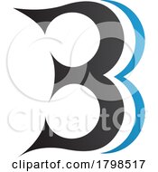 Poster, Art Print Of Black And Blue Curvy Letter B Icon Resembling Number 3