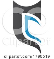 Black And Blue Half Shield Shaped Letter C Icon