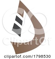 Black And Brown Curved Strip Shaped Letter D Icon