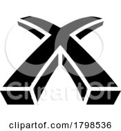 Black 3d Shaped Letter X Icon