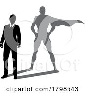 Poster, Art Print Of Superhero Business Man With Super Hero Shadow