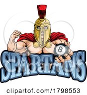 Poster, Art Print Of Spartan Trojan Pool Ball Billiards Mascot Cartoon
