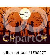 Silhouetted Halloween Cemetery by Vector Tradition SM