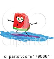 Poster, Art Print Of Surfing Watermelon Slice Food Mascot