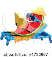 Sun Bathing Watermelon Slice Food Mascot