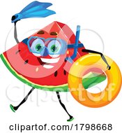 Poster, Art Print Of Snorkel Watermelon Slice Food Mascot