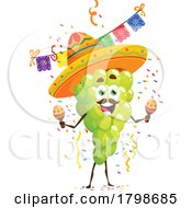Poster, Art Print Of Mexican Green Grapes Food Mascot