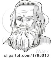 Karl Marx Philosopher Hand Drawn Portrait