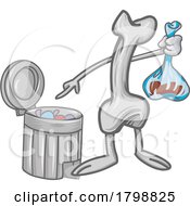 Cartoon Bone Throwing Poop In The Trash by Domenico Condello