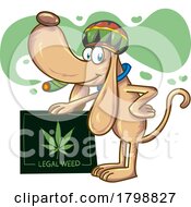 Poster, Art Print Of Cartoon Dog Smoking A Joint By A Legal Weed Sign Board