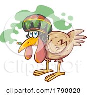 Poster, Art Print Of Cartoon Rasta Chicken Mascot Smoking A Doobie