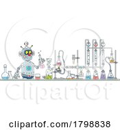 Poster, Art Print Of Cartoon Robot Student In Science Class