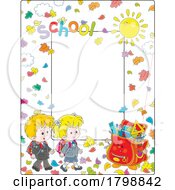 Poster, Art Print Of Cartoon Border Frame Of School Children Walking To School