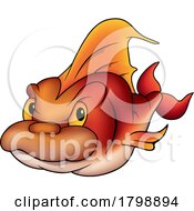 Poster, Art Print Of Cartoon Grumpy Red Orange Fish