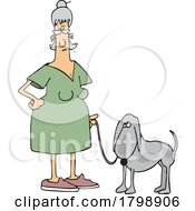 Poster, Art Print Of Cartoon Woman Walking Her Dog