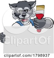 Wolf Painter Decorator Paint Brush Mascot Man