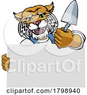 Poster, Art Print Of Bricklayer Wildcat Trowel Tool Handyman Mascot