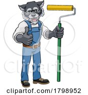 Poster, Art Print Of Wolf Painter Decorator Paint Roller Mascot Man