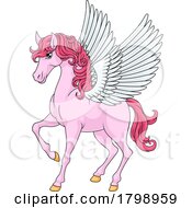 Poster, Art Print Of Pegasus Wings Horse Cartoon Animal Illustration