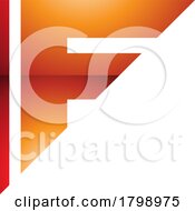 Red And Orange Glossy Triangular Letter F Icon
