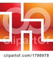 Poster, Art Print Of Red And Orange Square Shaped Glossy Letter H Icon