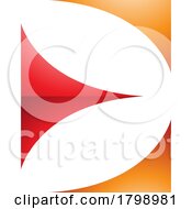 Poster, Art Print Of Red And Orange Glossy Uppercase Letter E Icon With Curvy Triangles